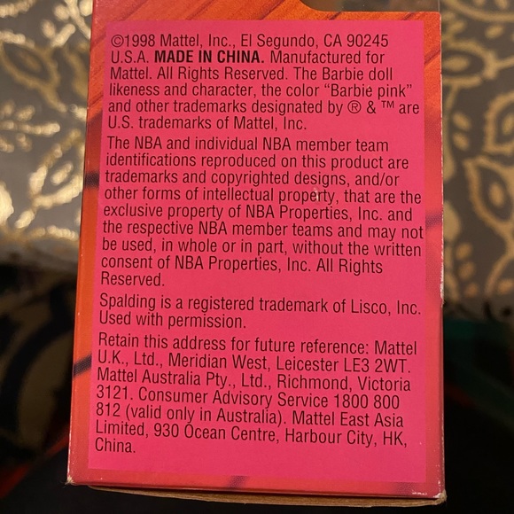 1998 NIB NBA Houston Rockets Barbie - Picture 4 of 4